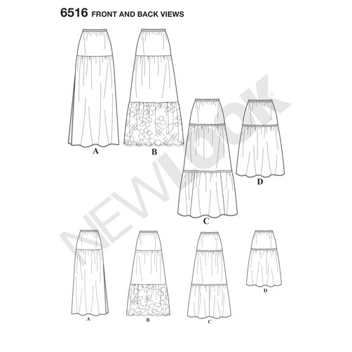newlook-peasant-skirt-pattern-6516-front-back-view – Doctor T Designs