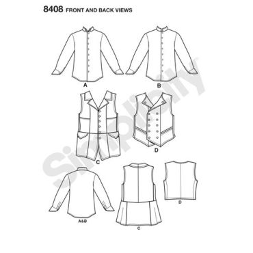 simplicity-mens-vest-shirt-costume-arkivestry-pattern-8408-front-back-view