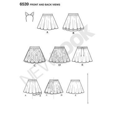 New-Look-tween-skirts-pattern-6539-front-back-view
