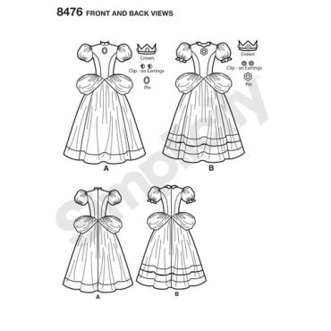 simplicity-princess-peach-pattern-8476-front-back-view