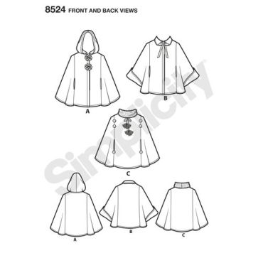 simplicity-child-cape-pattern-8524-front-back-view