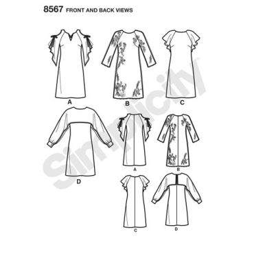 simplicity-girl-sheath-dress-pattern-8567-front-back-view