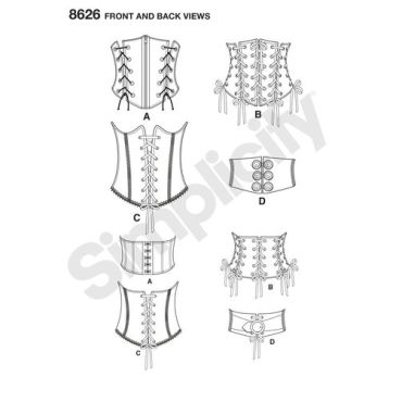 simplicity-corset-belts-pattern-8626-front-back-view