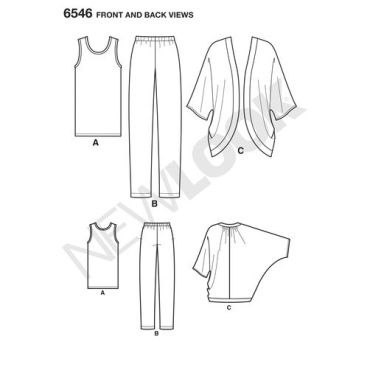 newlook-kimono-separates-pattern-6546-front-back-view